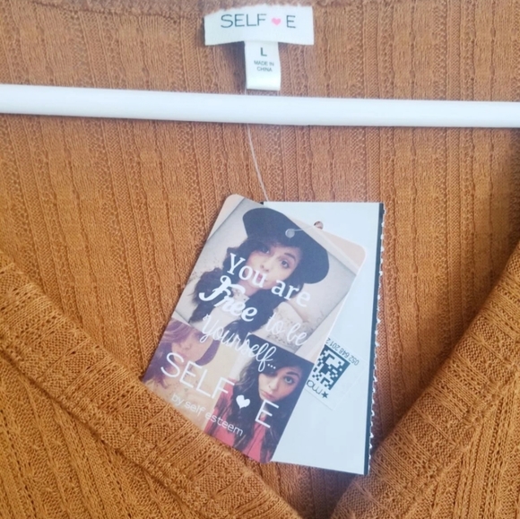 NEW Macy's Self Esteem Brown Rib-Knit Cardigan Top - Picture 3 of 4